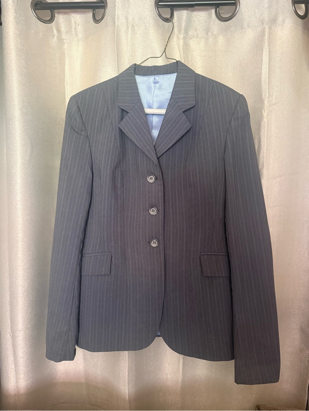 Marigold Riding Apparel, Youth - Dark Gray, Blue Pinstripe